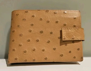 Vintage & Unused Tan Ostrich Embossed Leather Wallet  Split Buffalo Calf 3x4 - Picture 1 of 13
