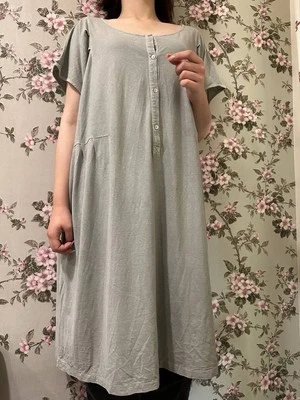 Oska Women’s Short Sleeve Tunic Comfort Lounge  Dress Cotton Avant Garde Sz OS - Image 1 of 4