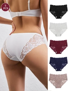 Damen Slips Unterhose Unterwäsche 5er Set Spitzenslips Sexy Dessous Durchsichtig - Bild 1 von 7