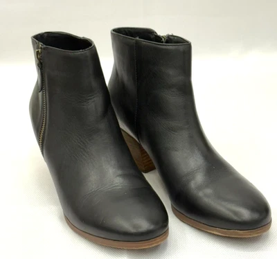 Botas Crown Vintage Para Mujer 10M Cuero Negro con Tacón Cremallera Lateral Botín al Tobillo Foto 1 de 4