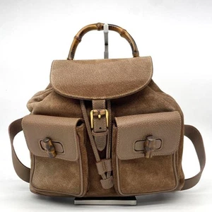 Gucci Old Backpack Bamboo Suede Brown m2_0501 - Picture 1 of 12