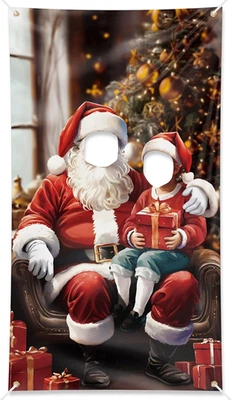 Weihnachtsfoto Hintergrund 180x100 cm Santa Claus Wanddeko Banner Tür - Bild 1 von 4
