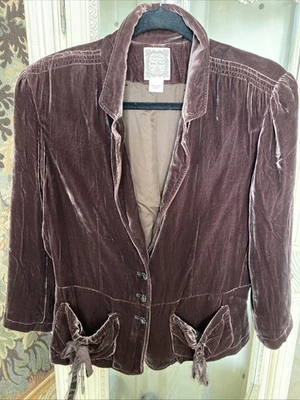 Vintage Polo Ralph Lauren Victorian Silk Velvet Jacket Blazer Women L Rhinestone - Image 1 of 4