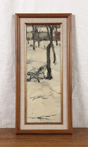 Silencio de invierno, pintura de paisaje vintage, escena de nieve, artista Kozlyanin - Imagen 1 de 10