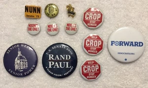 Vintage Political Campaign Buttons Pins Nixon Goldwater Nunn Rand Paul - Bild 1 von 5
