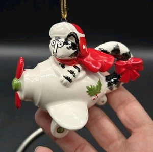 Kliban Katze Vintage Porzellan Weihnachtsschmuck Kätzchen fliegt ein Flugzeug - Bild 1 von 12