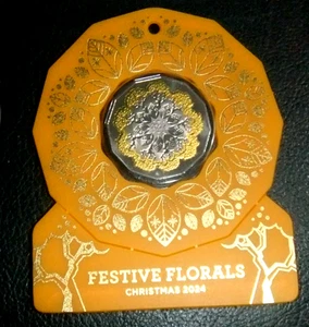 2024 50c Cents Coloured Christmas FRESTIVE FLORALS Coin - ORANGE AS NEW - Picture 1 of 5