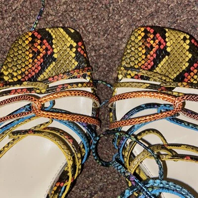 Jessica Simpson Milaye Hi Heeled Sandal Sz 8.5M Snake Print Animal Hippie #e15 - Image 1 of 4