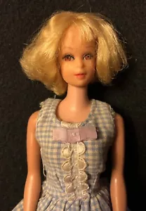 1973 extra kurze Locke Francie Barbie Puppe mit kariertem Frühlingskleid 1962 Mark - Bild 1 von 6