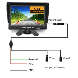 7" IPS Screen AHD Monitor 2ch 4PIN Video with Remote 12-24v For Truck Rv Caravan - Foto 1 di 19