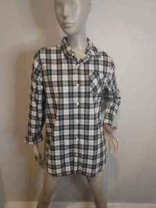 NWT Arizona Boys Black & White Plaid Long Sleeve Button-Down Shirt Size XL 18/20 - Picture 1 of 6