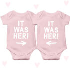 It was Her Baby Grow Matching Twin Girl Gift Newborn Baby Shower Clothes Newborn