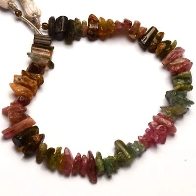 Natural Tourmaline Gemstone 7 to 9 mm Size Rough Chisp Beads 7.5" Strand - Image 1 of 4