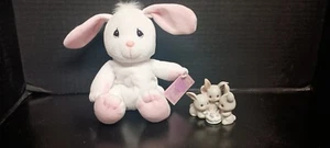 Vintage Porcelain Precious Moments Bunnies & PM Tender Tails Plush Beanie Bunny - Picture 1 of 10