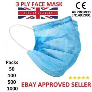 Non Surgical Disposable Masks 3 Ply Face Covering Mask Protect Safety Mask - Picture 1 of 13