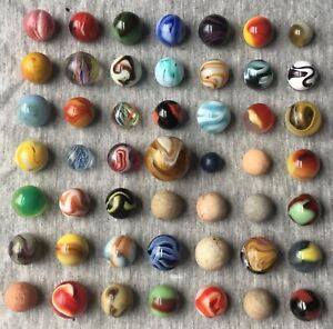 old estate marbles: my FAMOUS  BIG lot of  (49) AWESOME  vintage Marbles
