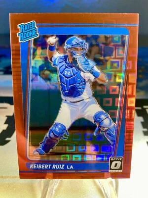 2021 Keibert Ruiz Panini Donruss Optic Pandora Red Prizm /99 Rated Rookie #52 - Image 1 of 2