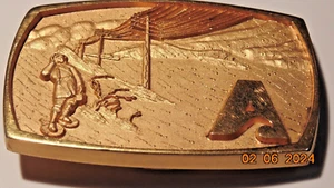 Vintage Electric Power Lineman in Schneeschuhen Schneesturm Messing Gürtelschnalle Jostens - Bild 1 von 4