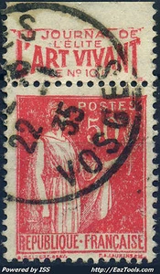 FRANCE TYPE PAIX N° 283 PUB L'ART VIVANT AVEC OBLITERATION  - Picture 1 of 1