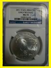2011 S Us Army Commemorative Silver Dollar Early Releases Ngc Ms70 Blue Label