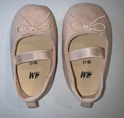 H&M Baby Girl Pink Suede Ballet  Shoes Sz 2-3 US 16-17 UK NEW - Image 1 of 4