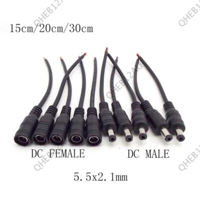 2pin wire DC Male Female jack plug 12V 5.5x2.1mm adapter plug For strip CCTV 19H - Image 1 of 4