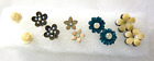 5 Pair Vintage Stud Earrings MOP Pearls Crystals Agate Enamel All Flower Designs