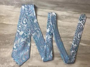 George Machado ZYLOS Mens Silk Paisley Pattern Tie Necktie Blue - Picture 1 of 5
