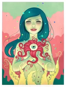BLOOM HOLO FOIL LOWBROW ART PRINT SIGNED BY TARA MCPHERSON - Picture 1 of 3