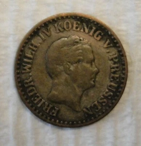 1845 A GERMAN STATES KINGDOM OF PRUSSIA  .222 SILVER 1 GROSCHEN COIN - Picture 1 of 2