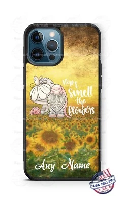 Funda de teléfono personalizada Stop Smell the Flowers Gnomo para iPhone Samsung Google Foto 1 de 4