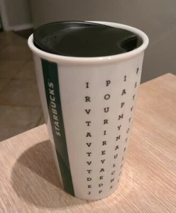Starbucks Kaffee 2016 Keramik Becher Tasse Wortsuche Schwarz Deckel 12oz. - Bild 1 von 6
