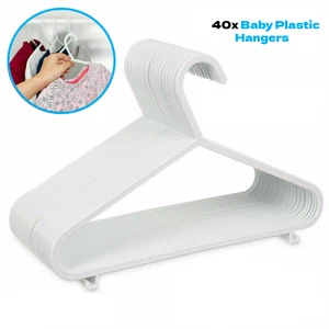 40 x BABY CHILDREN KIDS PLASTIC HANGERS CLOTHES CLOTH PLASTIC COAT HANGERS WHITE - Picture 1 of 7