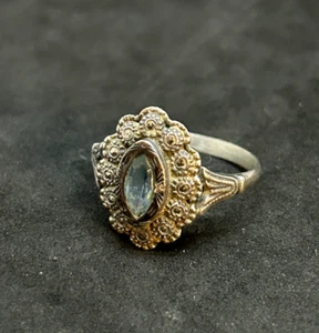 925 Vintage Sterling Markasit Topas Ring 17,5 mm Gr. 9,5 - 4,51 g - Bild 1 von 4