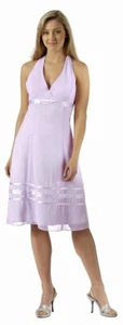 SOMMERKLEID CHIFFONKLEID COCKTAILKLEID ABIKLEID KURZ FLIEDER LILA Gr.44 NEU €159 - Bild 1 von 7