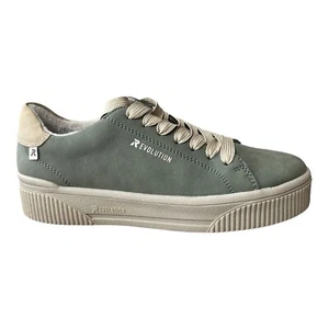 RIEKER R Evolution Leather Lace Cup Sole Trainers Women’s UK 4 EU 37 Sage - Picture 1 of 17
