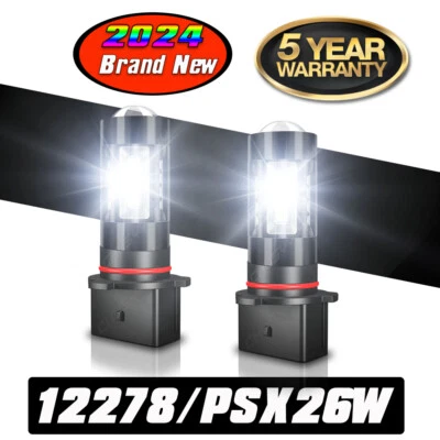 2 件 LED 雾灯灯泡适用于丰田 Highlander 2011 - 2012 2013 6000K 白色 PSX26W — 第 1/4 张图片
