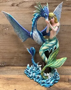 Mermaid With Sea Serpent Resin Figurine 10.5" x 10" - Picture 1 of 6