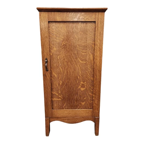 Antique Vintage Furniture Tiger Quarter Sawn Oak Music Record Storage Cabinet Cover
