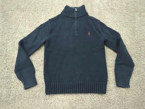 Polo Ralph Lauren Sweater Boys Kids Small Blue 1/4 Zip 100% Cotton Knit - Picture 1 of 8