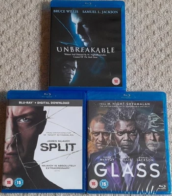 UNBREAKABLE SPLIT GLASS TRILOGY BLU-RAY COLLECTION BRUCE WILLIS SAMUEL L JACKSON - Image 1 of 2