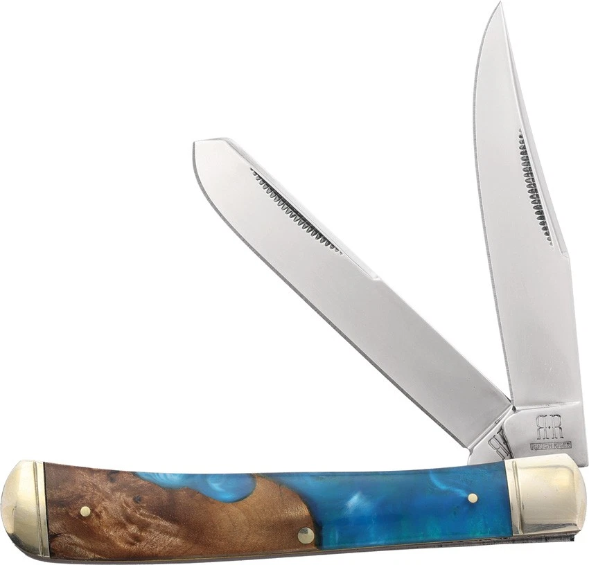 Cuchillo plegable de acero inoxidable Rough Rider Pandora Swirl Trapper de resina y madera 2656 Foto 1 de 1