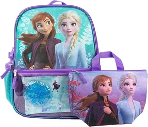 Disney Frozen Anna & Elsa 16" Rucksack und Lunchbox Tragetasche 5-teiliges Set, Schultasche - Bild 1 von 3