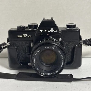 MINOLTA SRT 101 Black 35mm SLR MC ROKKOR-PF 50mm F/1.7 - Picture 1 of 7