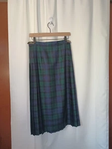 Blarney Woolen Mills Womens Tartan Plaid Pleated Wrap Skirt Kilt 14 Academia - Picture 1 of 13