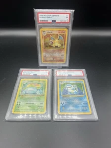Pokemon Glurak, Turtok, Bisaflor 1. Edtion, PSA 1 Set Deutsch Base Set #2 #4 #15 - Bild 1 von 7