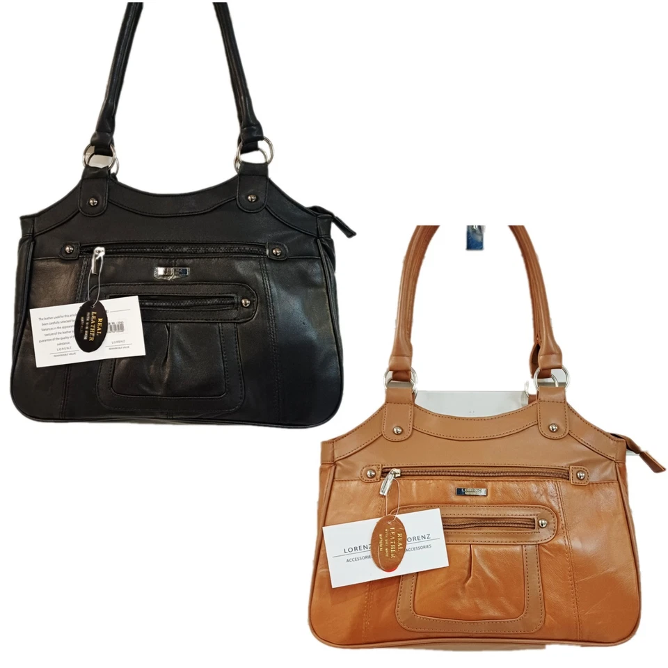 LADIES WOMEN MEDIUM LORENZ REAL LEATHER SHOULDER  BAG HANDBAG - Image 1 of 1