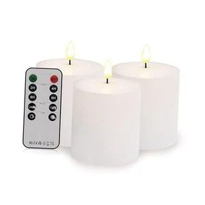 White Wax Flameless Candles,Battery Operated LED Pillar Candles with Remote - Picture 1 of 7