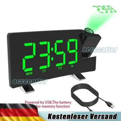 LED FM Radiowecker mit Projektion Digital Funkuhr Dimmbar Tischuhr Alarm USB - Bild 1 von 4