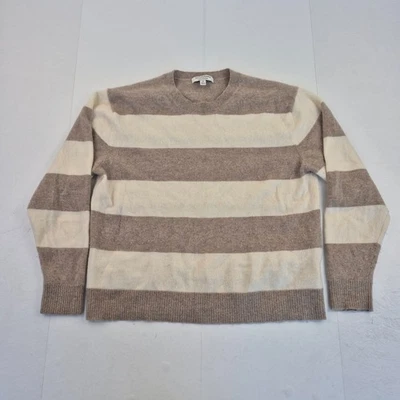 АВТОГРАФ джемпер 18 бежевый женщин в полоску вязаный пуловер свитер 100% кашемир M & S - Изображение 1 из 4